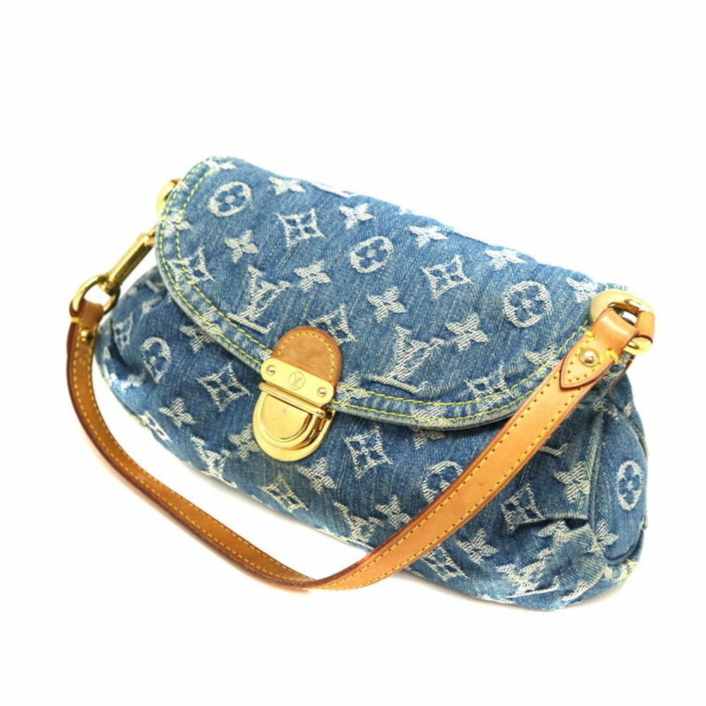 LOUIS VUITTON Pleaty Monogram Denim Blue LV Handbag